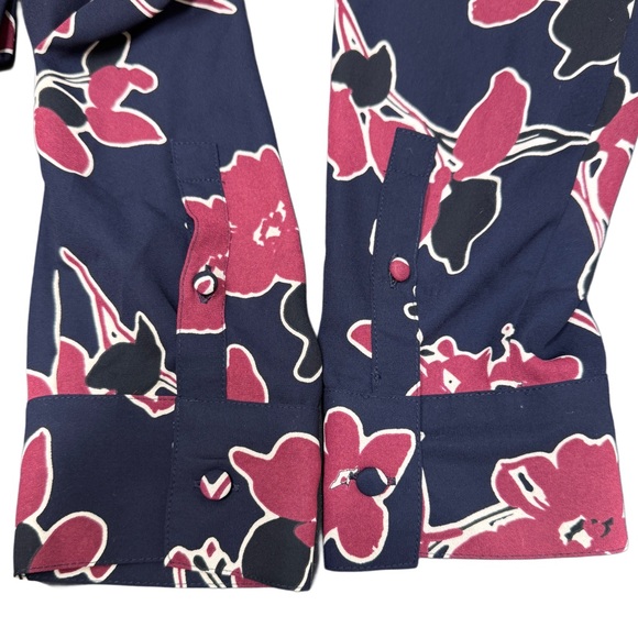 {Express} "Slim Portofino" Collared Button Down Floral Dress Shirt Blouse Top - Picture 3 of 5